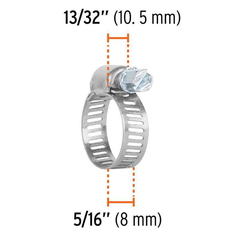 Set de 4 Abrazaderas de Acero Inoxidable de 1/2 a 3/4 Plg