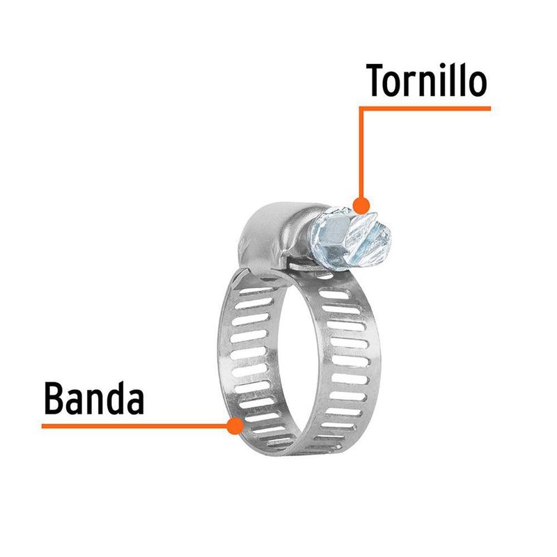 Set de 4 Abrazaderas de Acero Inoxidable de 1/2 a 3/4 Plg