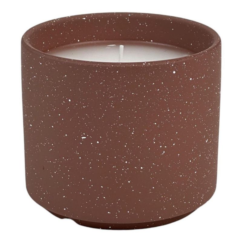 Vela Decorativa con Base de Cerámica Marrón Oscuro