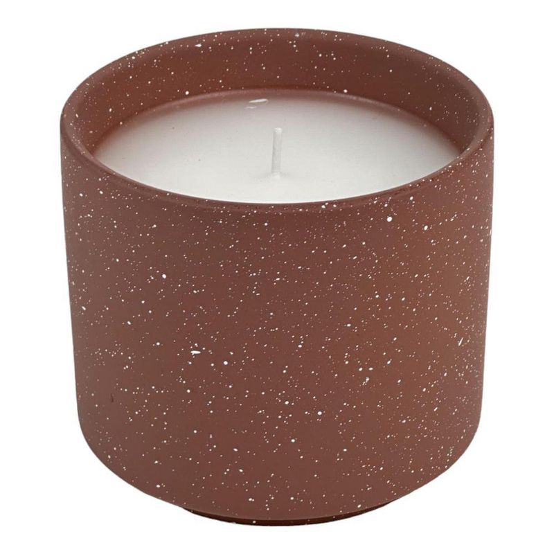Vela Decorativa con Base de Cerámica Marrón Oscuro