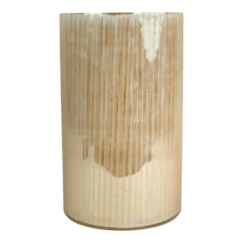 Florero Bajo de Vidrio Cilíndrico Tornasol Dorado