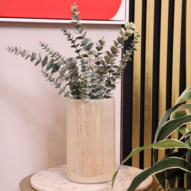 Florero Bajo de Vidrio Cilíndrico Tornasol Dorado