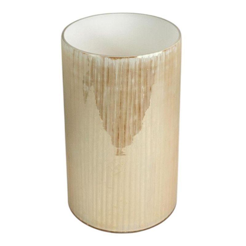 Florero Bajo de Vidrio Cilíndrico Tornasol Dorado