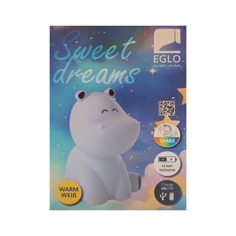 Lámpara de Noche Hipopótamo Castellino Luz Cálida