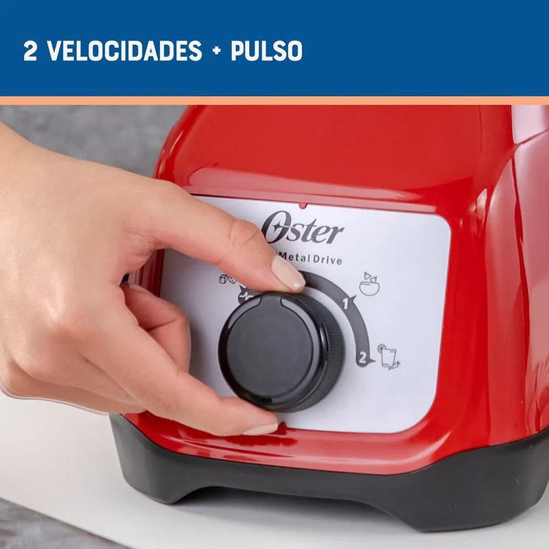 Licuadora Roja con Vaso de Vidrio 2 Velocidades