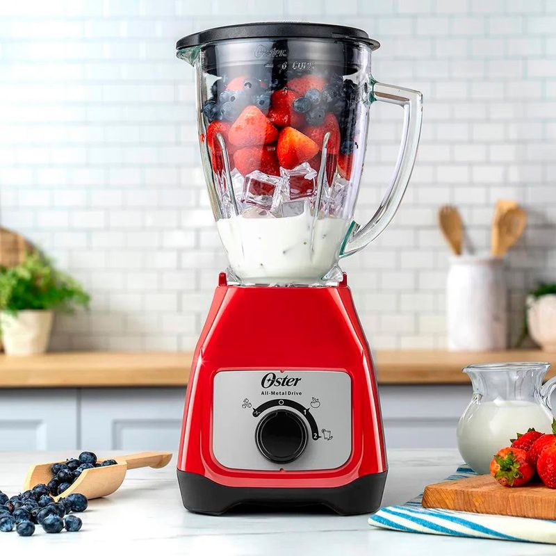 Licuadora Roja con Vaso de Vidrio 2 Velocidades