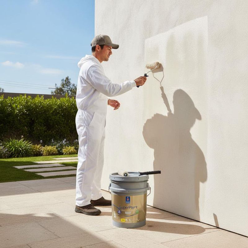 Pintura Látex Super Paint Exterior Base Ultra Deep Color Blanco Mate en Cubeta