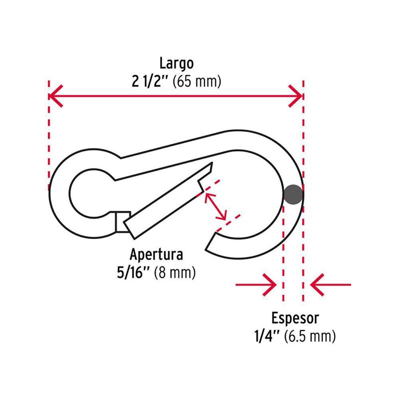 Bandola Tipo Mosquetón para Sujeción de 1/4 Plg