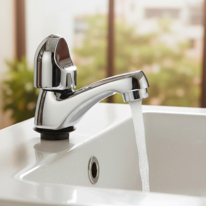 Grifo para Lavamanos Agua Fría Cuello Corto Modelo Geo Cromo