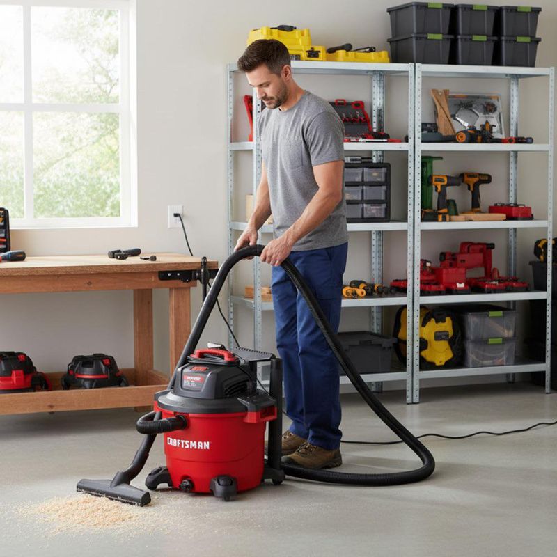 Aspiradora para Sólidos y Líquidos de 16 Gal 6.5 Hp con Ruedas