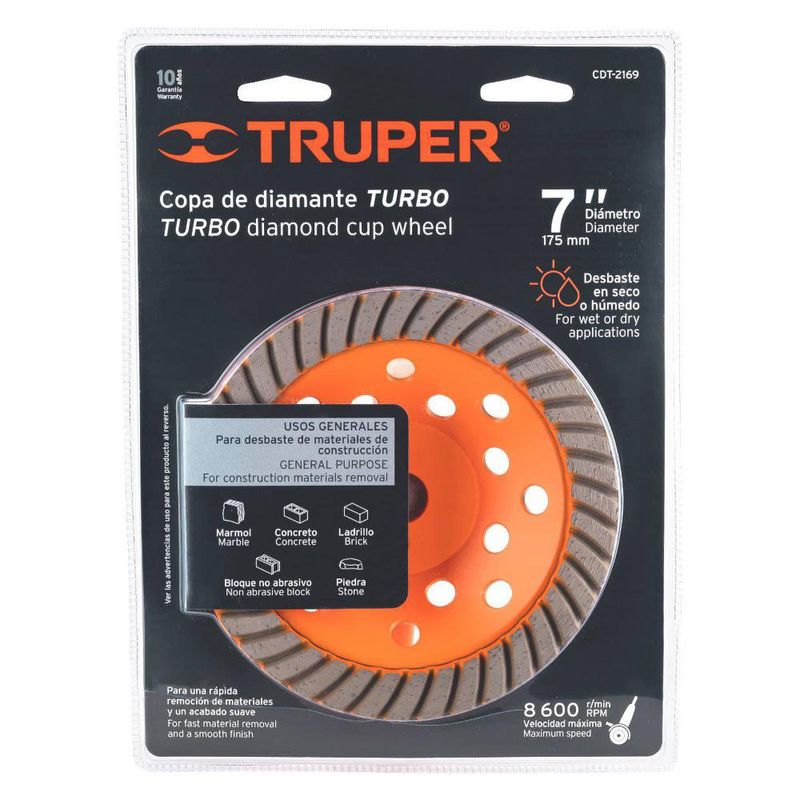 Copa de Diamante para Desbaste Turbo de 7 Plg