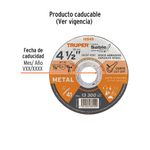 Disco Abrasivo para Corte en Metal de 4 1/2 x 3/64 plg