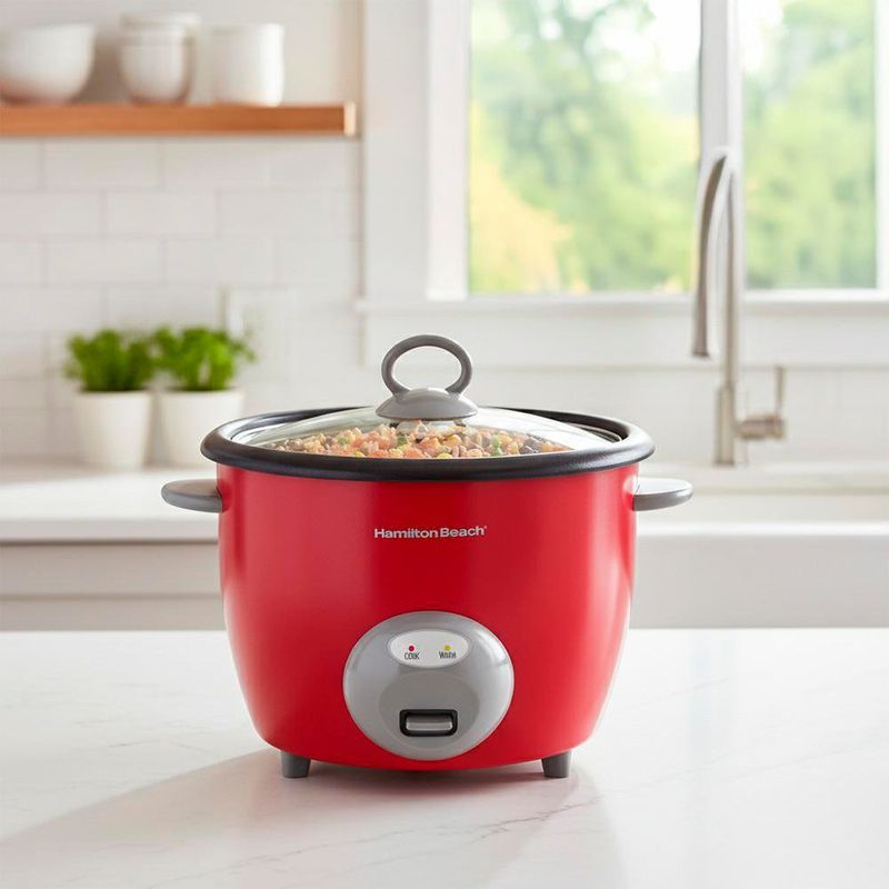 Olla Arrocera con Función de Mantenimiento Roja