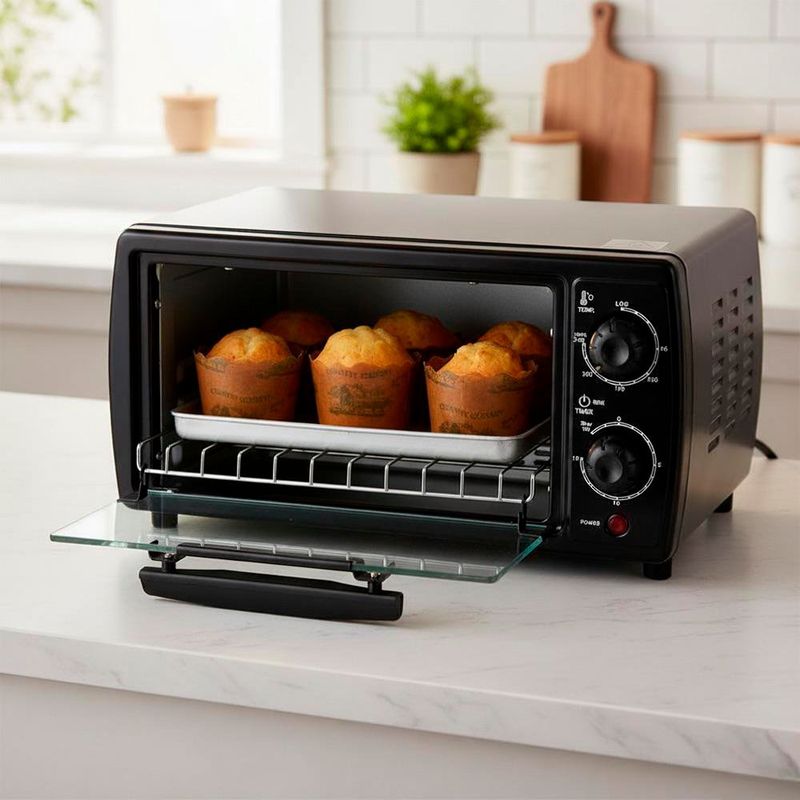 Horno Tostador con Temporizador de 9 L 1000 W Color Negro