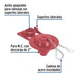 Sapo para Inodoro 2 Plg de Silicona Roja con Cadena de Acero Inoxidable