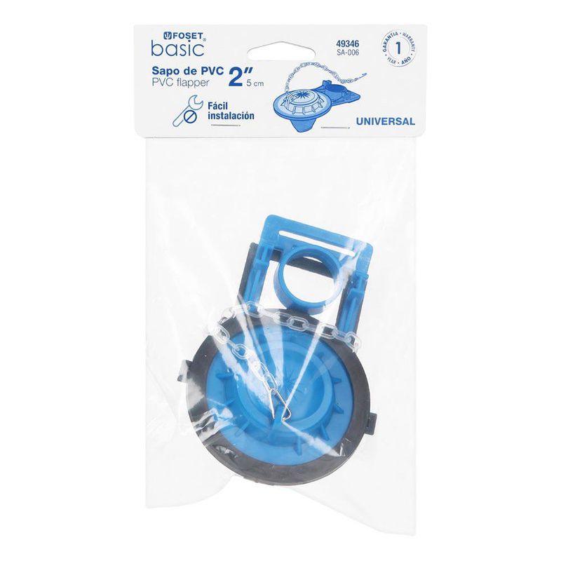 Sapo para Inodoro de PVC Azul 2 Plg con Cadena
