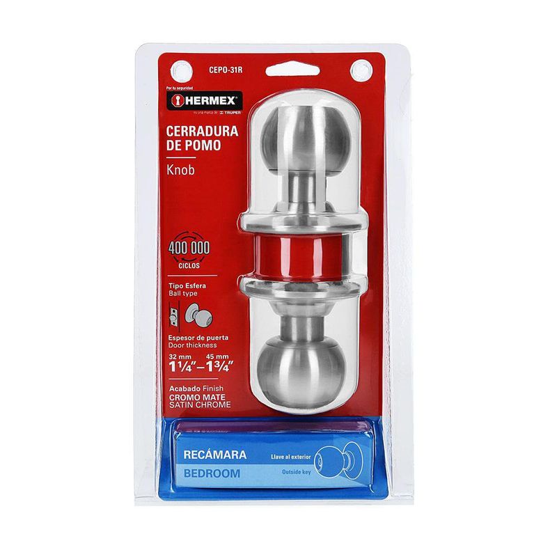 Cerradura Tipo Esfera Para Dormitorio Cromo Mate - Hermex