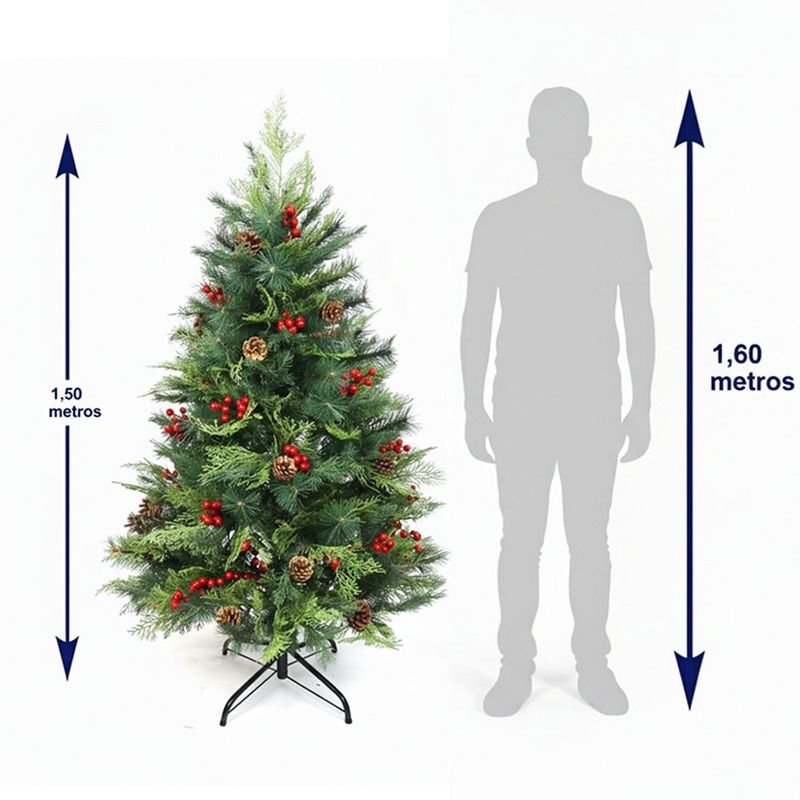 Árbol de Navidad con Piñas y Bayas 1.50 Metros