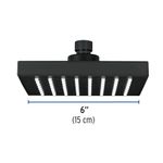 Regadera Cuadrada Abs Negro Mate sin Brazo 6 Plg - Foset