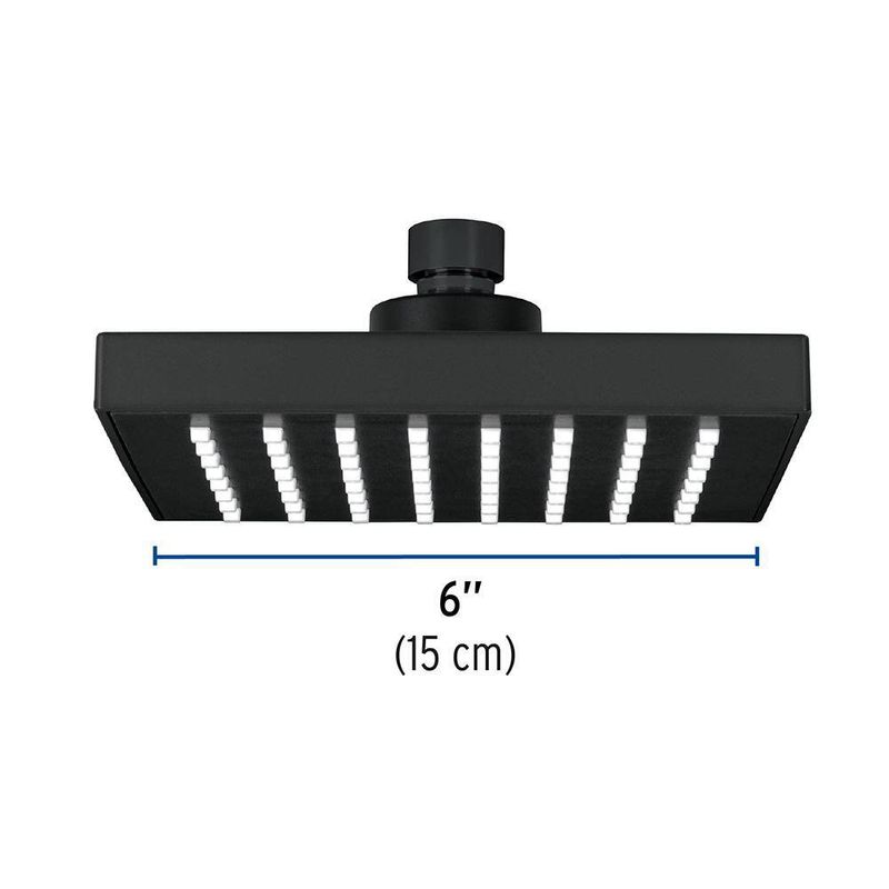 Regadera Cuadrada Abs Negro Mate sin Brazo 6 Plg - Foset