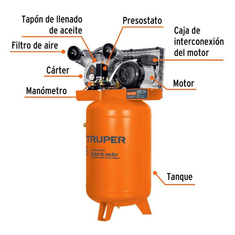 Compresor de Aire 120 Litros de 4 Hp