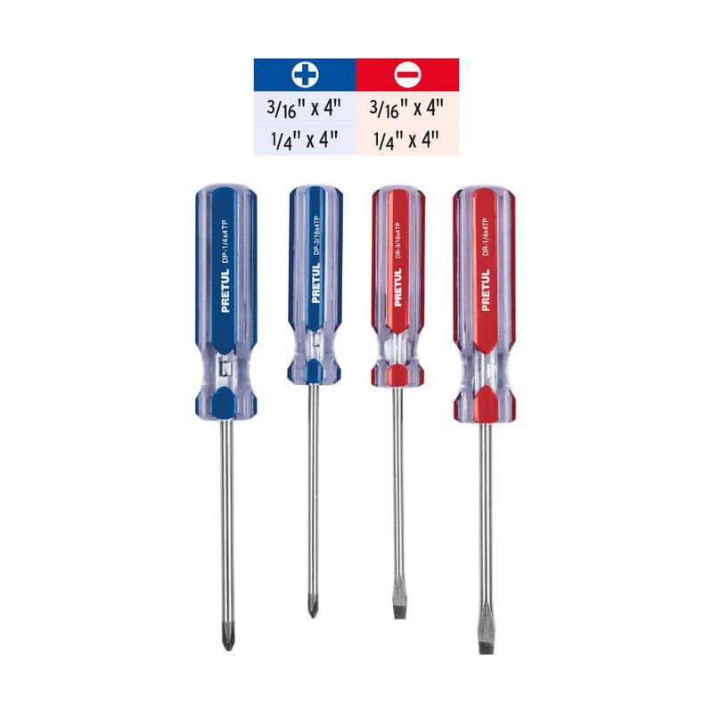 Desarmador Mango de PVC Magnético 4 Unidades