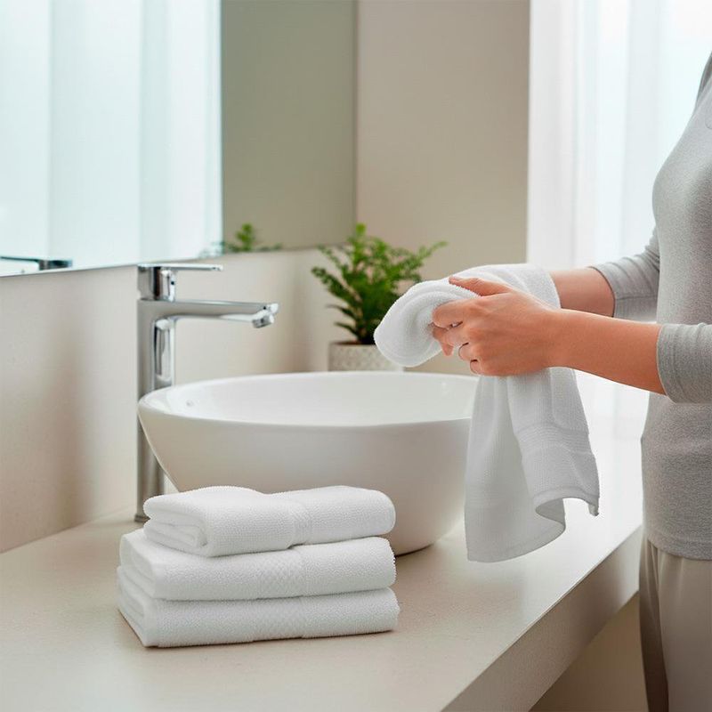 Set de 4 Toallas de Manos Hotel Blancas