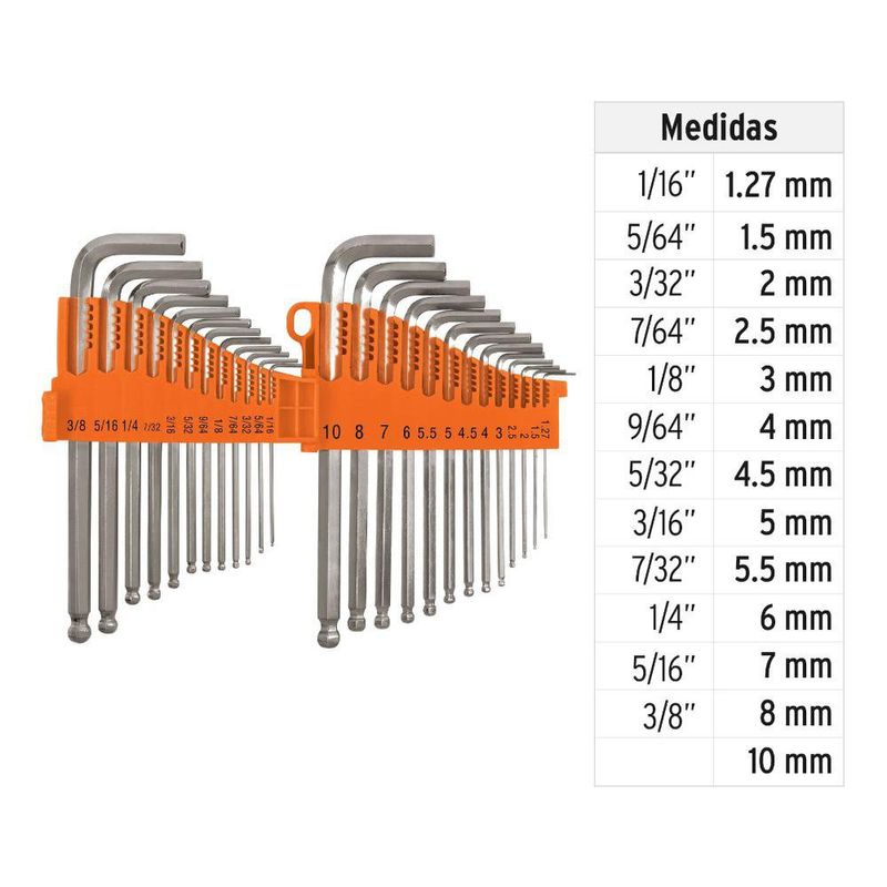 Set de Llaves Hexagonales Corta 25 Pzas
