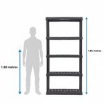 Estante de Plástico 5 Repisas Capacidad 385 lb Color Negro