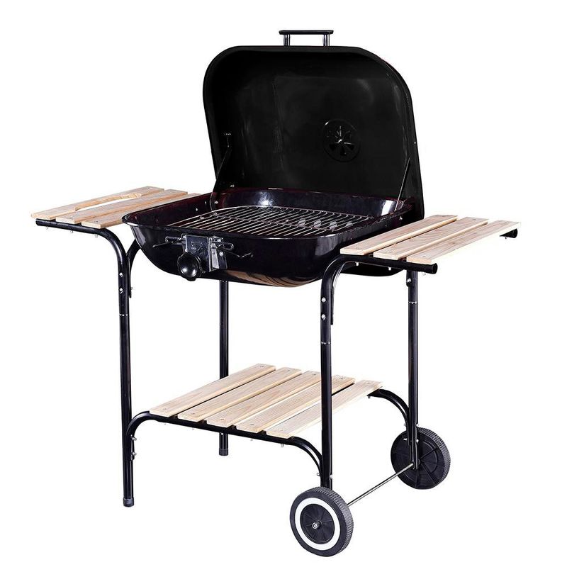 Churrasquera Cuadrada a Carbón 22 Plg con Ruedas