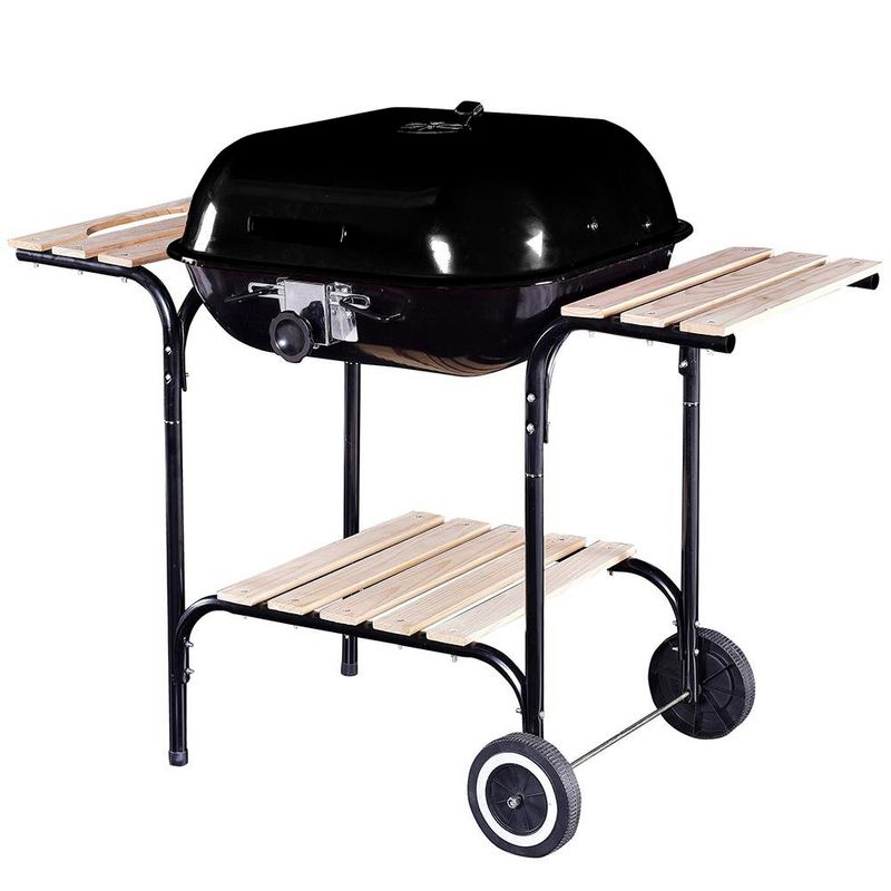Churrasquera Cuadrada a Carbón 22 Plg con Ruedas