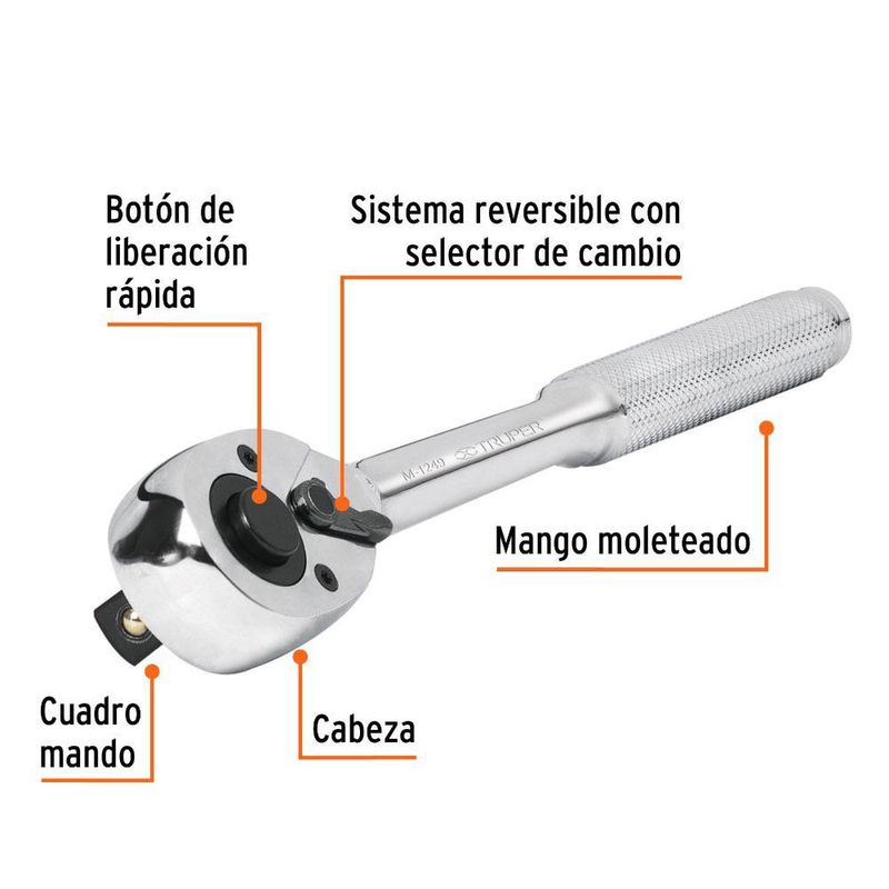 Ratchet Cabeza de Pera Raíz de 1/2 plg