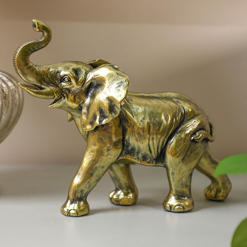 Figura Decorativa Elefante Dorado