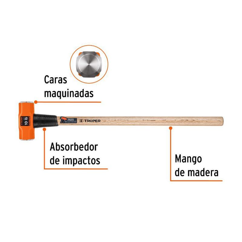 Mazo de Metal con Mango de Madera de 10 Lb