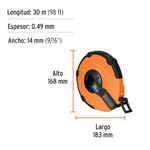 Cinta Métrica con Manivela 5/8 plg x 30 m