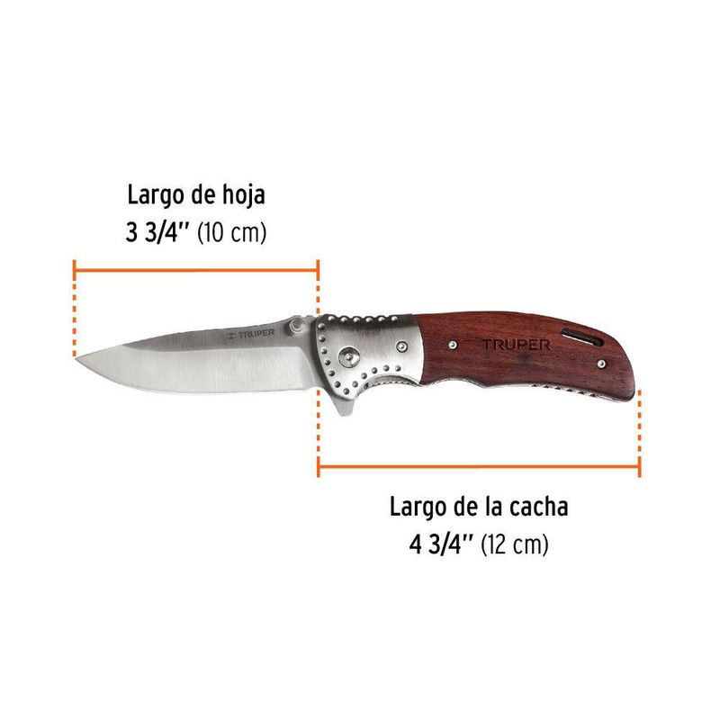 Navaja Abatible 9.4 Cm Hoja Acero Inoxidable Mango Madera