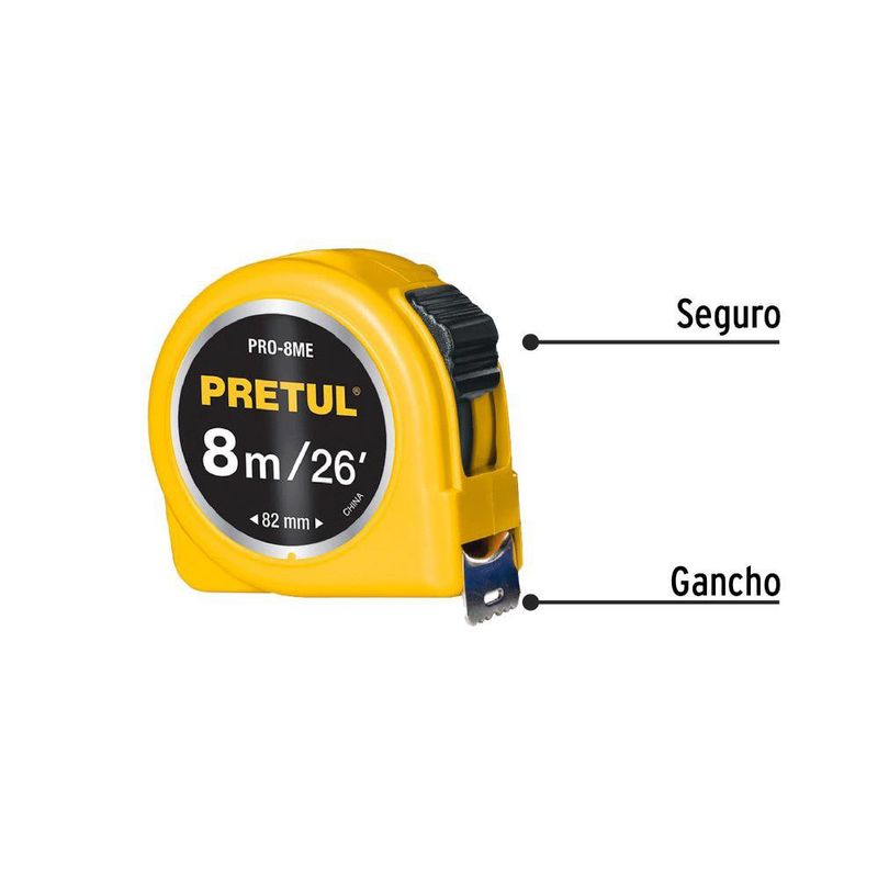 Cinta Métrica 1 plg x 8 m  Amarilla