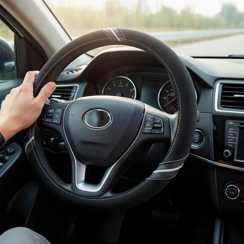 Cubre volante Deportivo Negro con Líneas Grises