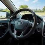 Cubre volante Deportivo Negro con Líneas Grises