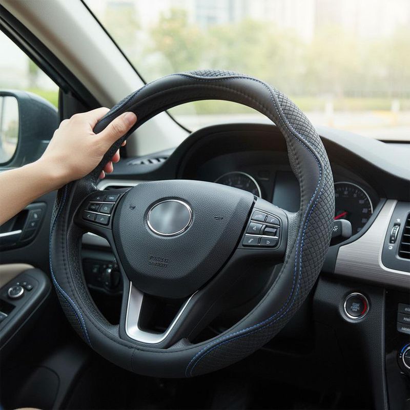 Cubre Volante para Auto Negro con Líneas Azules