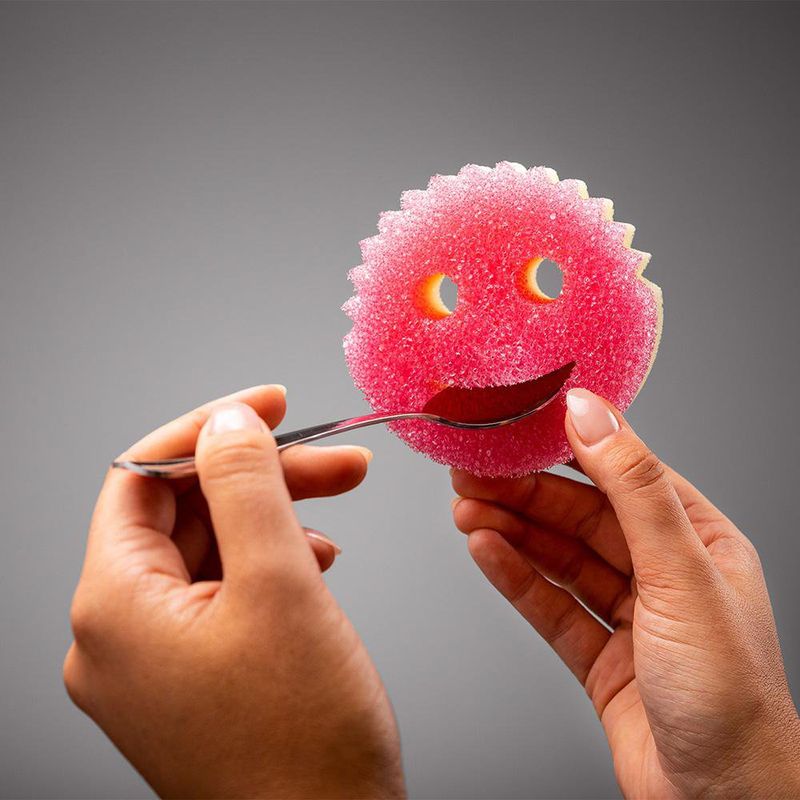 Esponja Dual Scrub Mommy Rosa con Fibra y Espuma