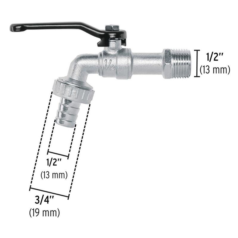 Chorro de Bola Latón Cromado 1/2 Plg