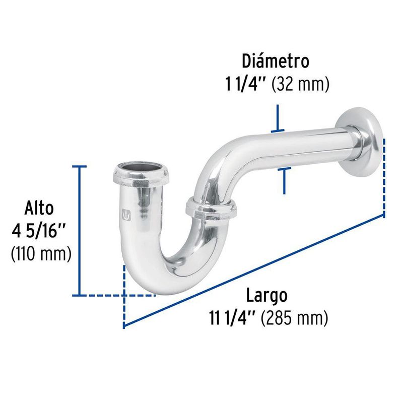 Sifón de Lavamanos Tipo P 12 Plg
