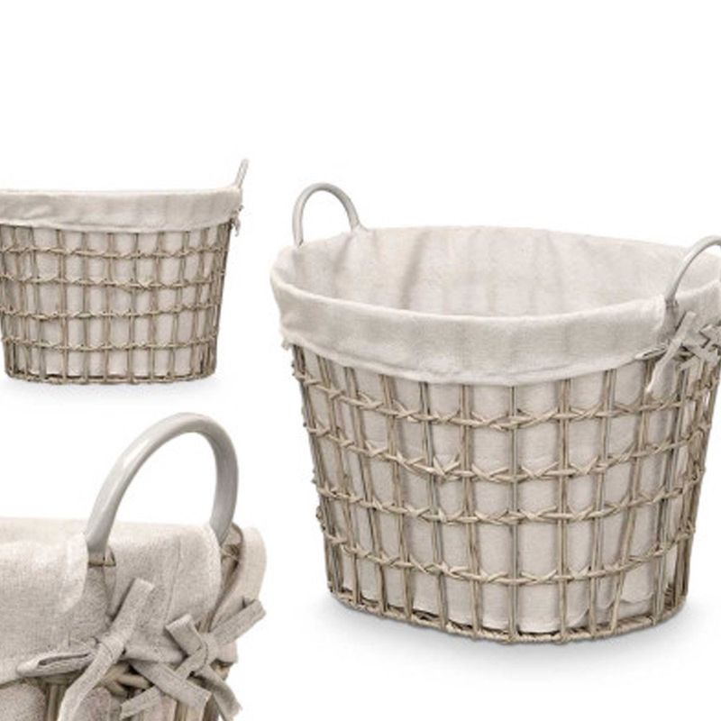 Canasta Ovalada con Agarradores Grises Decorativa