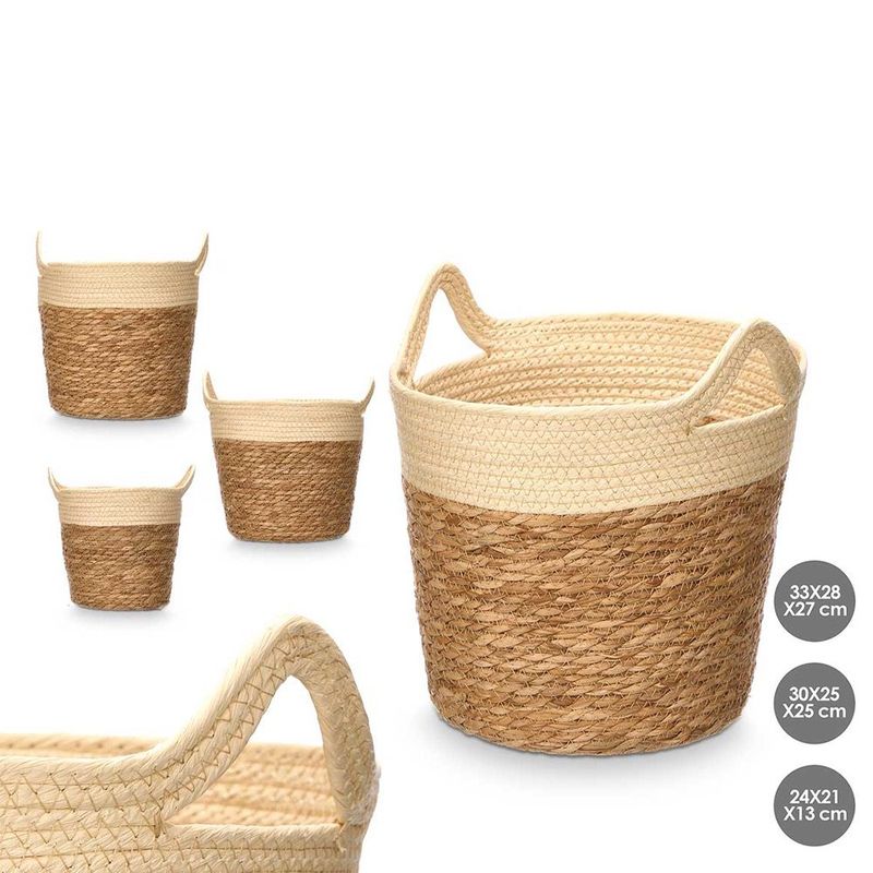 Set Canastas Redondas Café Natural 29 cm 3 Pzas