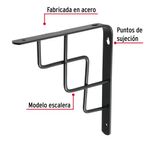 Ménsula Reforzada Negra Diseño Escalera 8 x 8 Plg