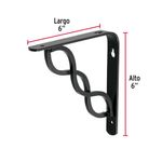 Ménsula Reforzada Negra Diseño Trenza 6 x 6 Plg