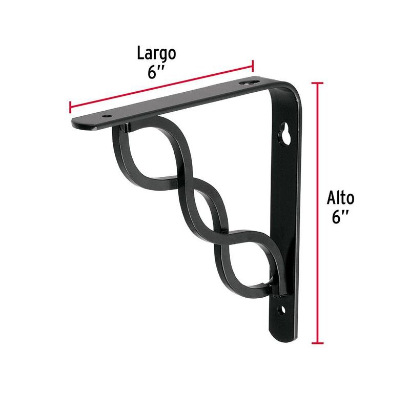 Ménsula Reforzada Negra Diseño Trenza 6 x 6 Plg