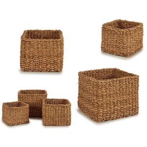 Set Canastas Cuadradas Cafés Decorativas 3 Pzas