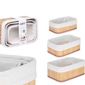 Canastas Organizadoras Rectangulares de Bambú 3 Pzas